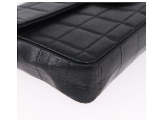 CHANEL Borsa a Spalla Choco Bar Line Chain in Pelle Nera e Oro CC Auth ka5317V Nero D'oro - vista 9