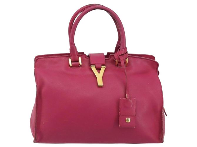 SAINT LAURENT Bolsa Y Line em couro Rosa Ouro 311210 Auth 192291 Dourado - vista 13