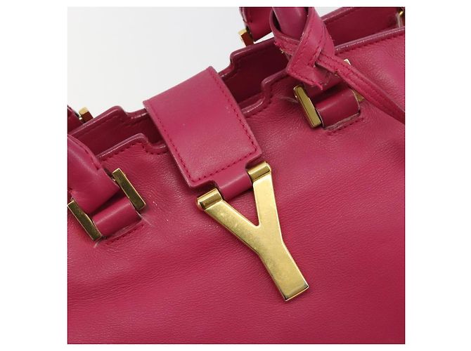 SAINT LAURENT Bolsa Y Line em couro Rosa Ouro 311210 Auth 192291 Dourado - vista 19