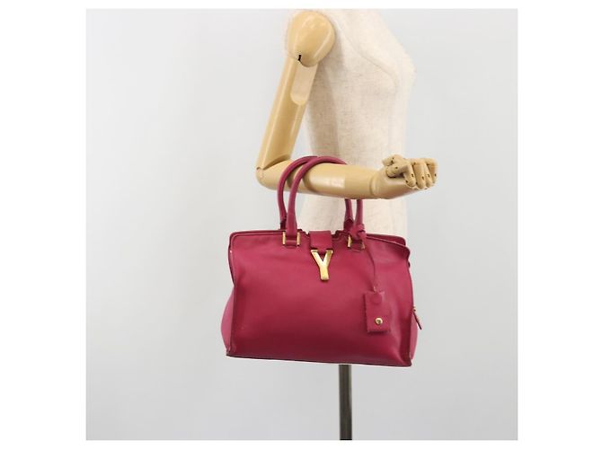 SAINT LAURENT Bolsa Y Line em couro Rosa Ouro 311210 Auth 192291 Dourado - vista 26