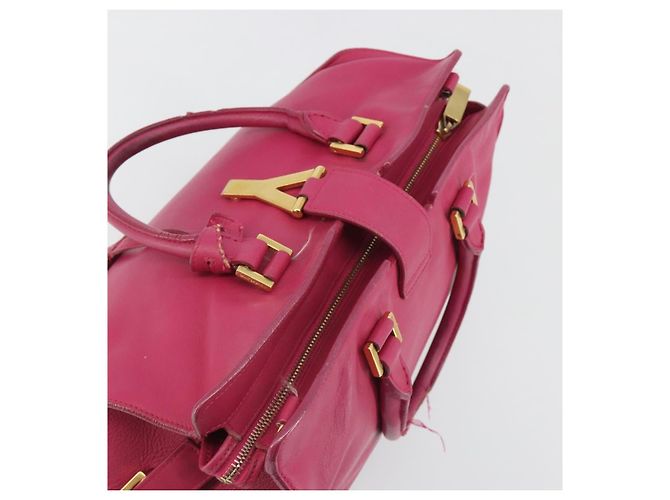 SAINT LAURENT Bolsa Y Line em couro Rosa Ouro 311210 Auth 192291 Dourado - vista 6