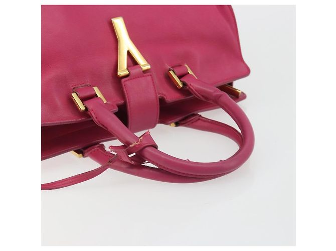 SAINT LAURENT Bolsa Y Line em couro Rosa Ouro 311210 Auth 192291 Dourado - vista 7