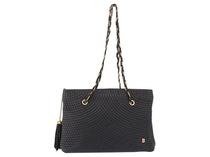 Borsa a Spalla con Catena BALLY in Pelle Nera e Tonalità Oro Auth 191794 Nero - vista 13