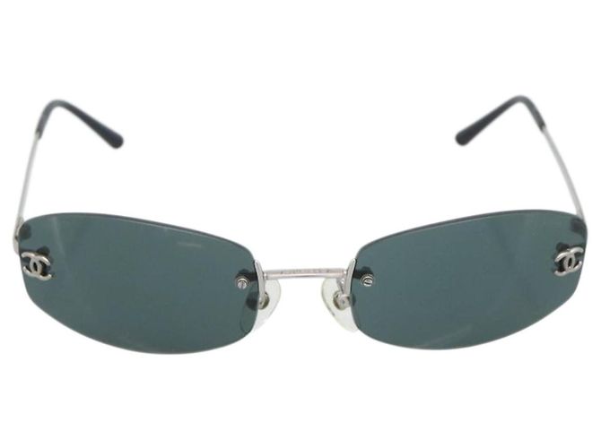 Occhiali da sole CHANEL COCO Mark Metallo Argento Nero CC Auth 192855M - vista 2
