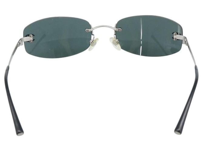 Occhiali da sole CHANEL COCO Mark Metallo Argento Nero CC Auth 192855M - vista 3