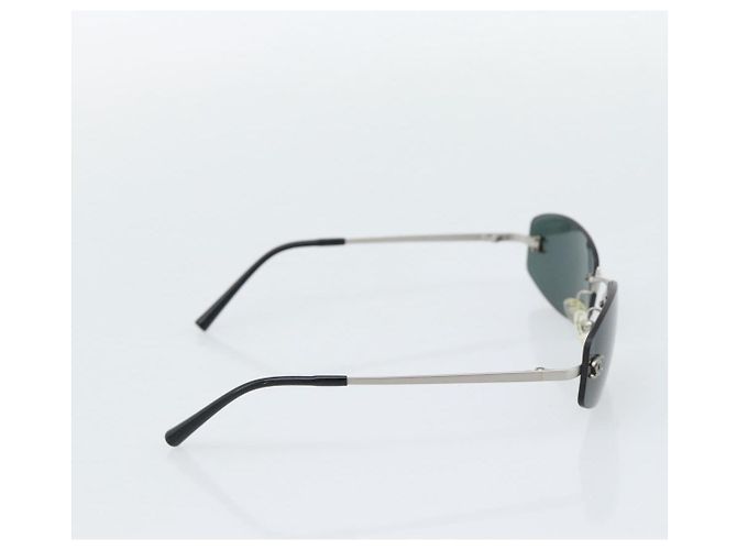 Occhiali da sole CHANEL COCO Mark Metallo Argento Nero CC Auth 192855M - vista 4