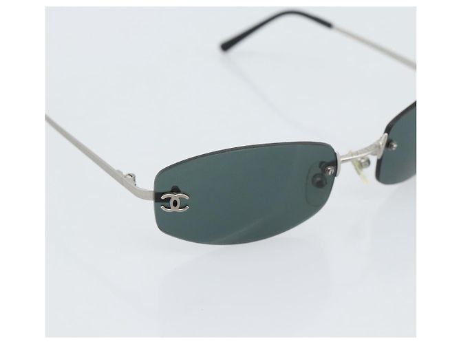 Occhiali da sole CHANEL COCO Mark Metallo Argento Nero CC Auth 192855M - vista 6
