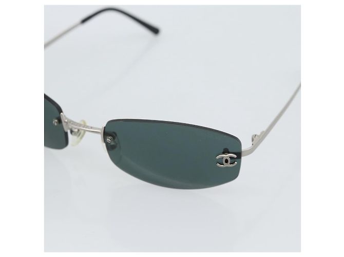 Occhiali da sole CHANEL COCO Mark Metallo Argento Nero CC Auth 192855M - vista 7