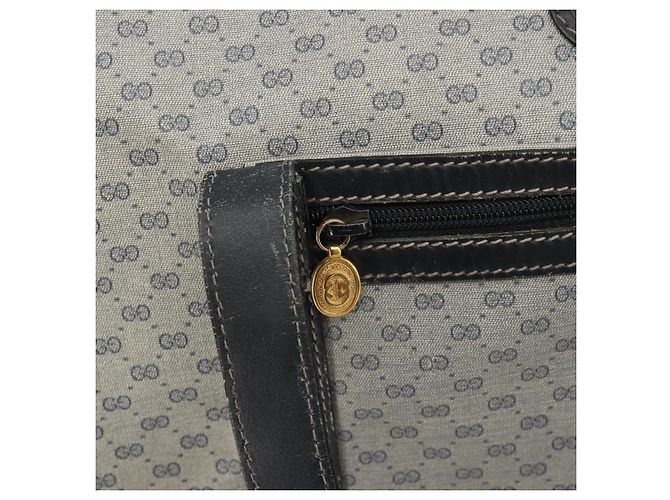 Borsa Boston GUCCI Micro GG Supreme in PVC Blu Navy Oro 012 39 0079 Auth gh2157 D'oro - vista 18