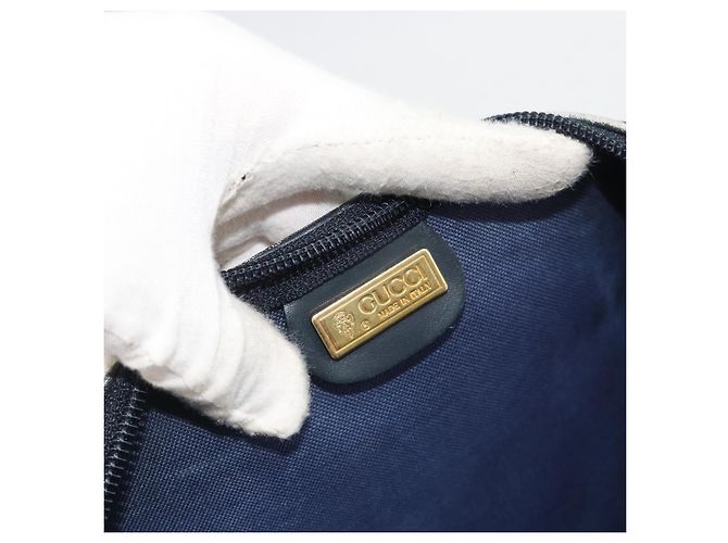 Borsa Boston GUCCI Micro GG Supreme in PVC Blu Navy Oro 012 39 0079 Auth gh2157 D'oro - vista 19