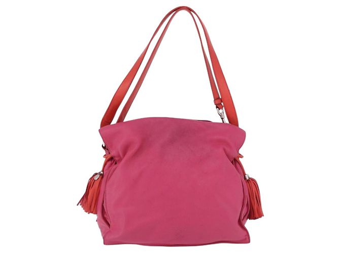 Borsa a tracolla LOEWE Flamenco in pelle rosa argento Auth 192107A - vista 13