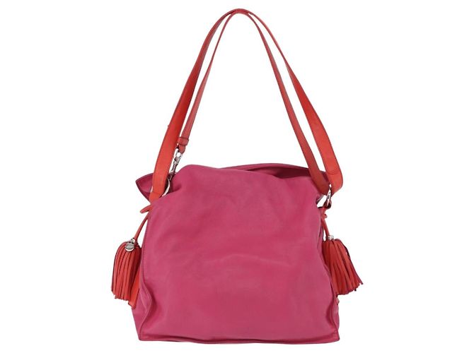 Borsa a tracolla LOEWE Flamenco in pelle rosa argento Auth 192107A - vista 2