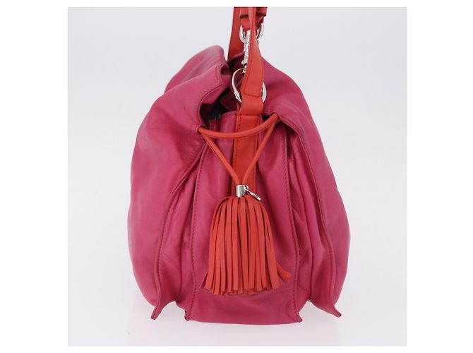 Borsa a tracolla LOEWE Flamenco in pelle rosa argento Auth 192107A - vista 3