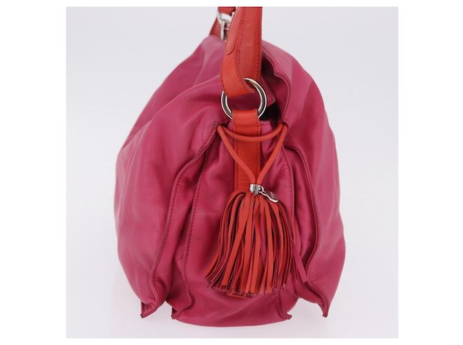 Borsa a tracolla LOEWE Flamenco in pelle rosa argento Auth 192107A - vista 4
