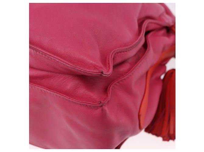 Borsa a tracolla LOEWE Flamenco in pelle rosa argento Auth 192107A - vista 9