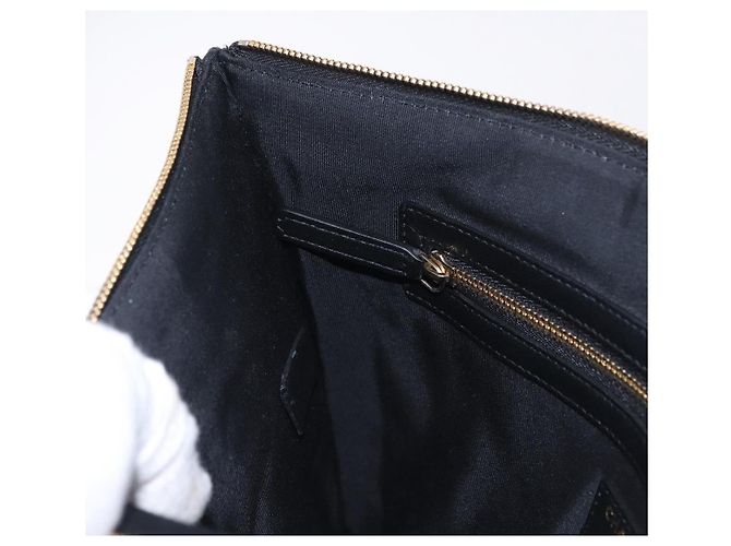 Clutch CHANEL Matelasse in pelle di agnello nera con CC dorato Auth 192073SAM Nero D'oro - vista 20