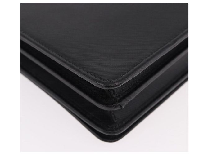 Borsa a tracolla PRADA Robot Chain Saffiano Nero Argento Auth SW2638SM - vista 17