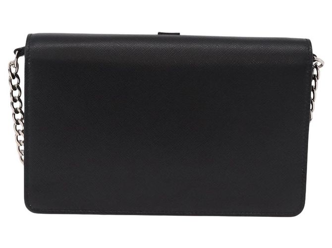 Borsa a tracolla PRADA Robot Chain Saffiano Nero Argento Auth SW2638SM - vista 2