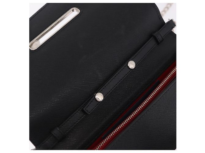 Borsa a tracolla PRADA Robot Chain Saffiano Nero Argento Auth SW2638SM - vista 21
