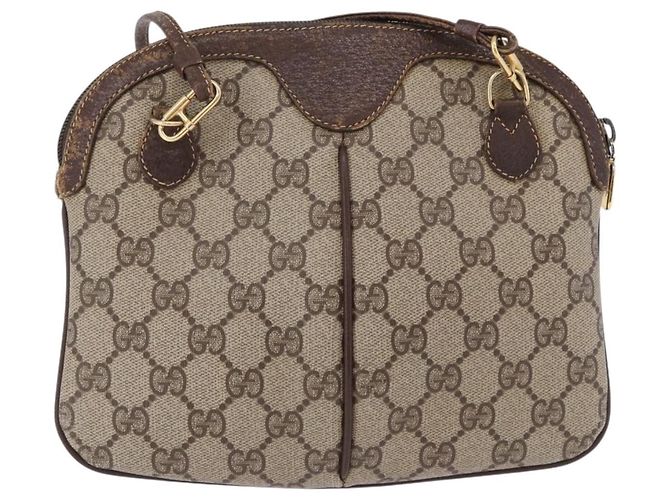 Borsa GUCCI GG Supreme Web Sherry Line in PVC Beige Oro 904 02 047 Auth BA14476 D'oro - vista 2