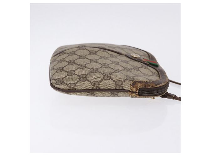 Borsa GUCCI GG Supreme Web Sherry Line in PVC Beige Oro 904 02 047 Auth BA14476 D'oro - vista 3