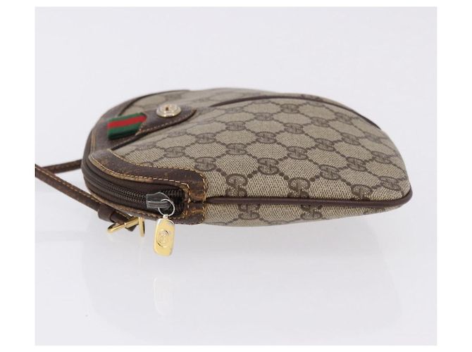Borsa GUCCI GG Supreme Web Sherry Line in PVC Beige Oro 904 02 047 Auth BA14476 D'oro - vista 5