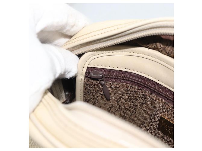 Borsa a Spalla SAINT LAURENT in Pelle Avorio Oro Auth 192290 D'oro Crudo - vista 20