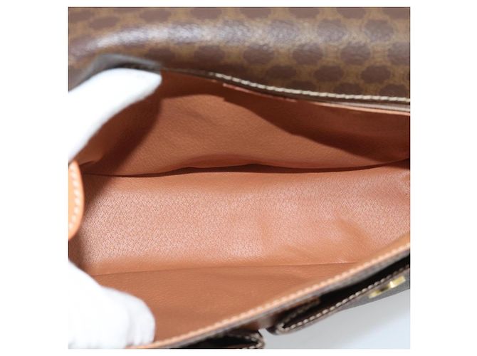 Céline Borsa a Spalla CELINE Macadam Canvas PVC Pelle Marrone Oro Auth bs36064A D'oro - vista 11