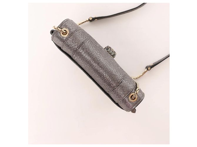Bulgari Borsa a tracolla con catena in pelle BVLGARI Serpenti in grigio - vista 6