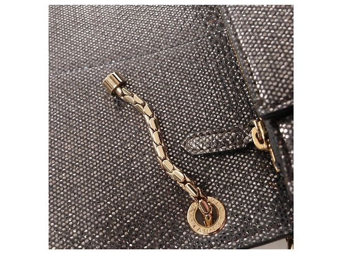 Bulgari Borsa a tracolla con catena in pelle BVLGARI Serpenti in grigio - vista 8