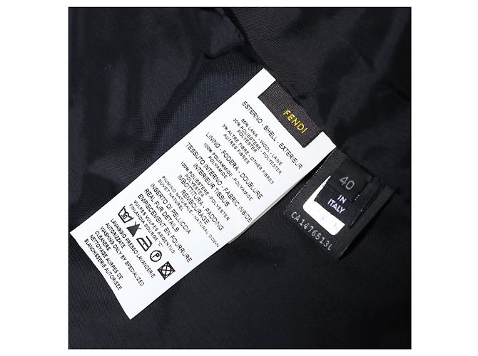 Chaqueta acolchada Fendi de mezcla de lana con ribete de pelo, Talla 40 IT Gris - vista 4