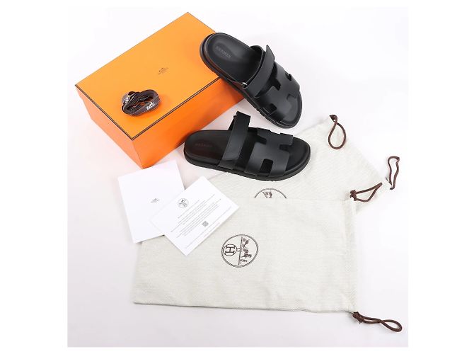 Hermès Sandali Cypre in pelle HERMES, Nero, Taglia 38.5 EU - vista 12