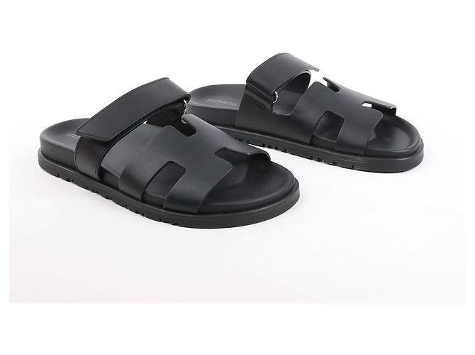 Hermès Sandali Cypre in pelle HERMES, Nero, Taglia 38.5 EU - vista 2