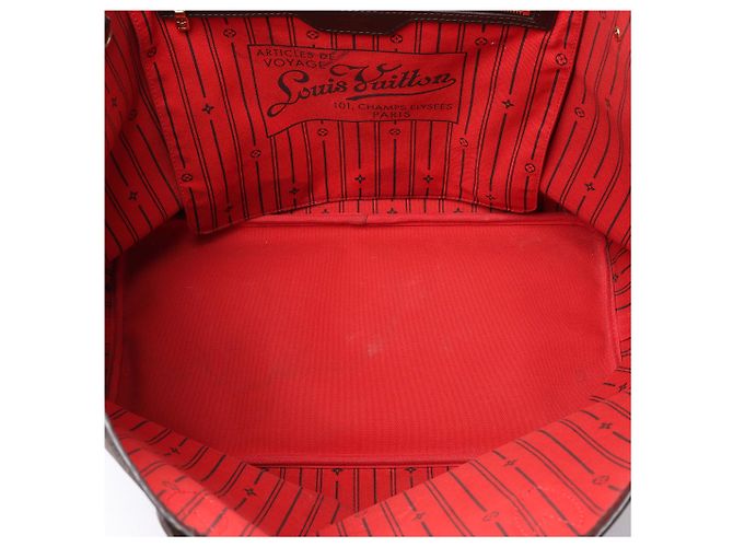 Borsa a tracolla Louis Vuitton Neverfull GM Damier Ebene Marrone N51106 Rosso - vista 11