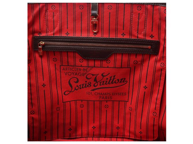Borsa a tracolla Louis Vuitton Neverfull GM Damier Ebene Marrone N51106 Rosso - vista 12