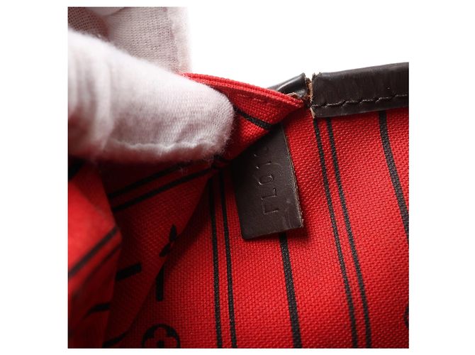 Borsa a tracolla Louis Vuitton Neverfull GM Damier Ebene Marrone N51106 Rosso - vista 14