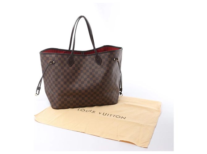 Borsa a tracolla Louis Vuitton Neverfull GM Damier Ebene Marrone N51106 Rosso - vista 16