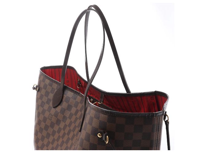 Borsa a tracolla Louis Vuitton Neverfull GM Damier Ebene Marrone N51106 Rosso - vista 3