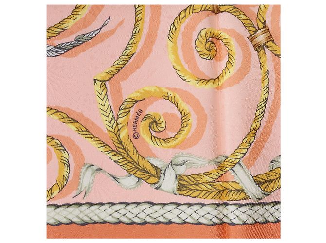 Foulard in seta Hermès Carré 90 "JOUVENCE" Arancione - vista 10