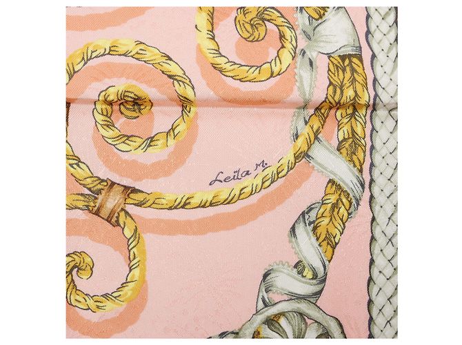 Foulard in seta Hermès Carré 90 "JOUVENCE" Arancione - vista 11