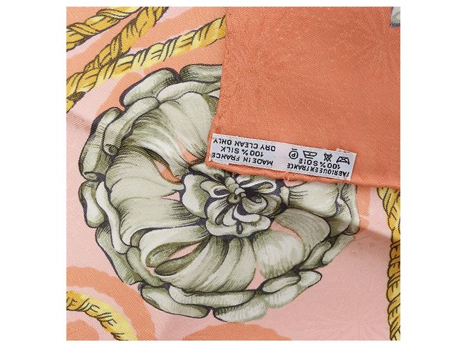 Foulard in seta Hermès Carré 90 "JOUVENCE" Arancione - vista 14