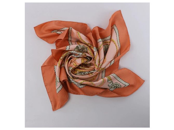 Foulard in seta Hermès Carré 90 "JOUVENCE" Arancione - vista 15