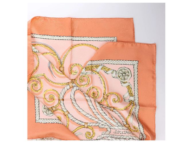 Foulard in seta Hermès Carré 90 "JOUVENCE" Arancione - vista 2