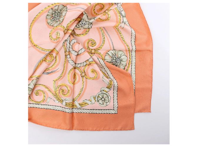Foulard in seta Hermès Carré 90 "JOUVENCE" Arancione - vista 3