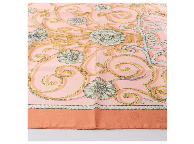 Foulard in seta Hermès Carré 90 "JOUVENCE" Arancione - vista 4