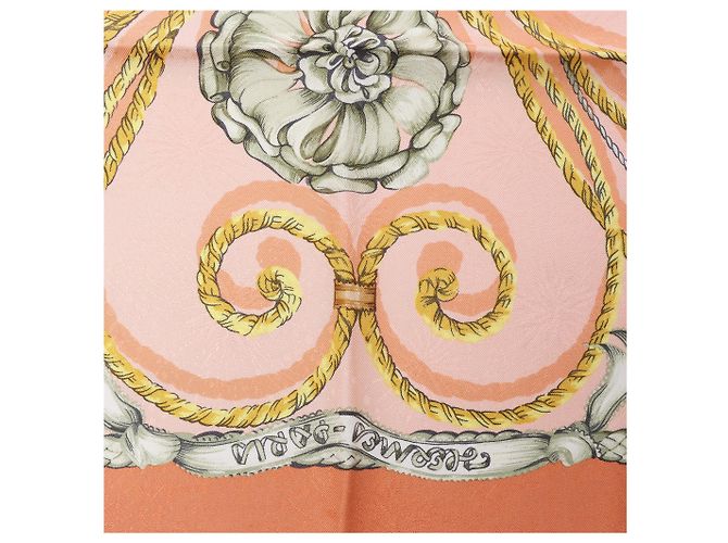 Foulard in seta Hermès Carré 90 "JOUVENCE" Arancione - vista 8