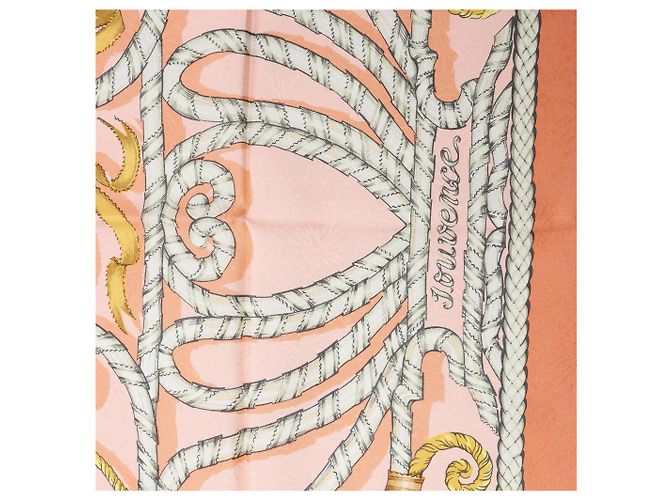 Foulard in seta Hermès Carré 90 "JOUVENCE" Arancione - vista 9