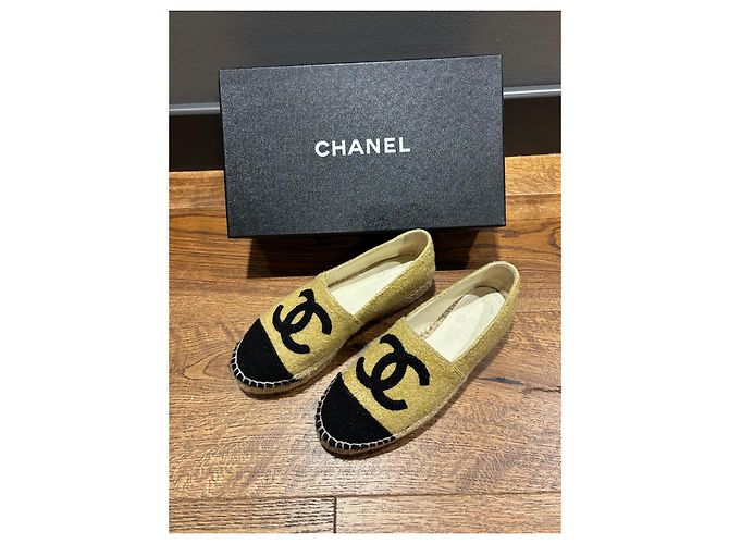 Chanel Metallic-Gewebe Espadrilles Goldbeige Schwarz - Ansicht 6