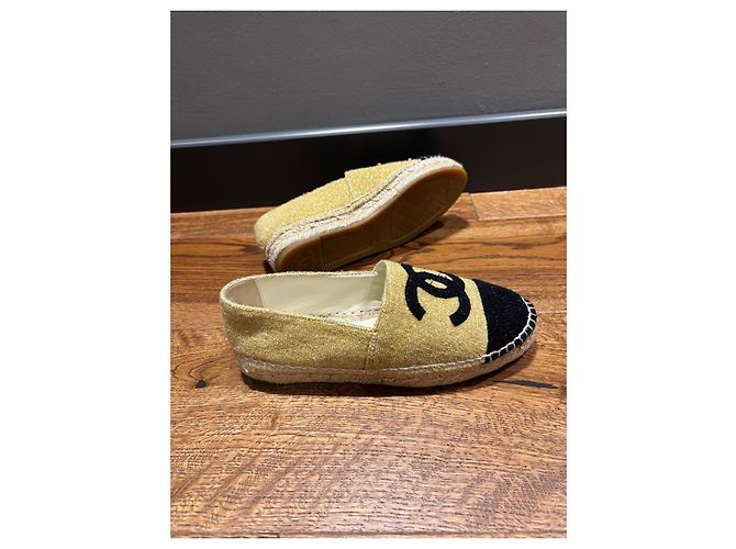 Chanel Metallic-Gewebe Espadrilles Goldbeige Schwarz - Ansicht 7