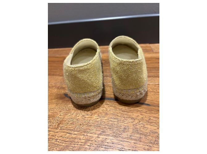 Chanel Metallic-Gewebe Espadrilles Goldbeige Schwarz - Ansicht 9